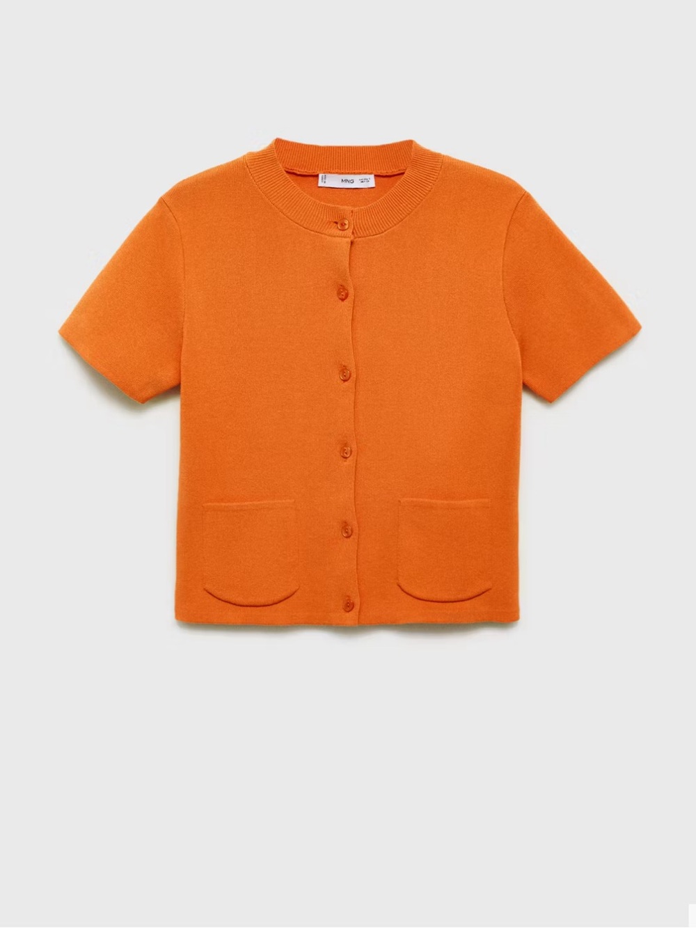 Orange Short-Sleeve Button Cardigan Mango